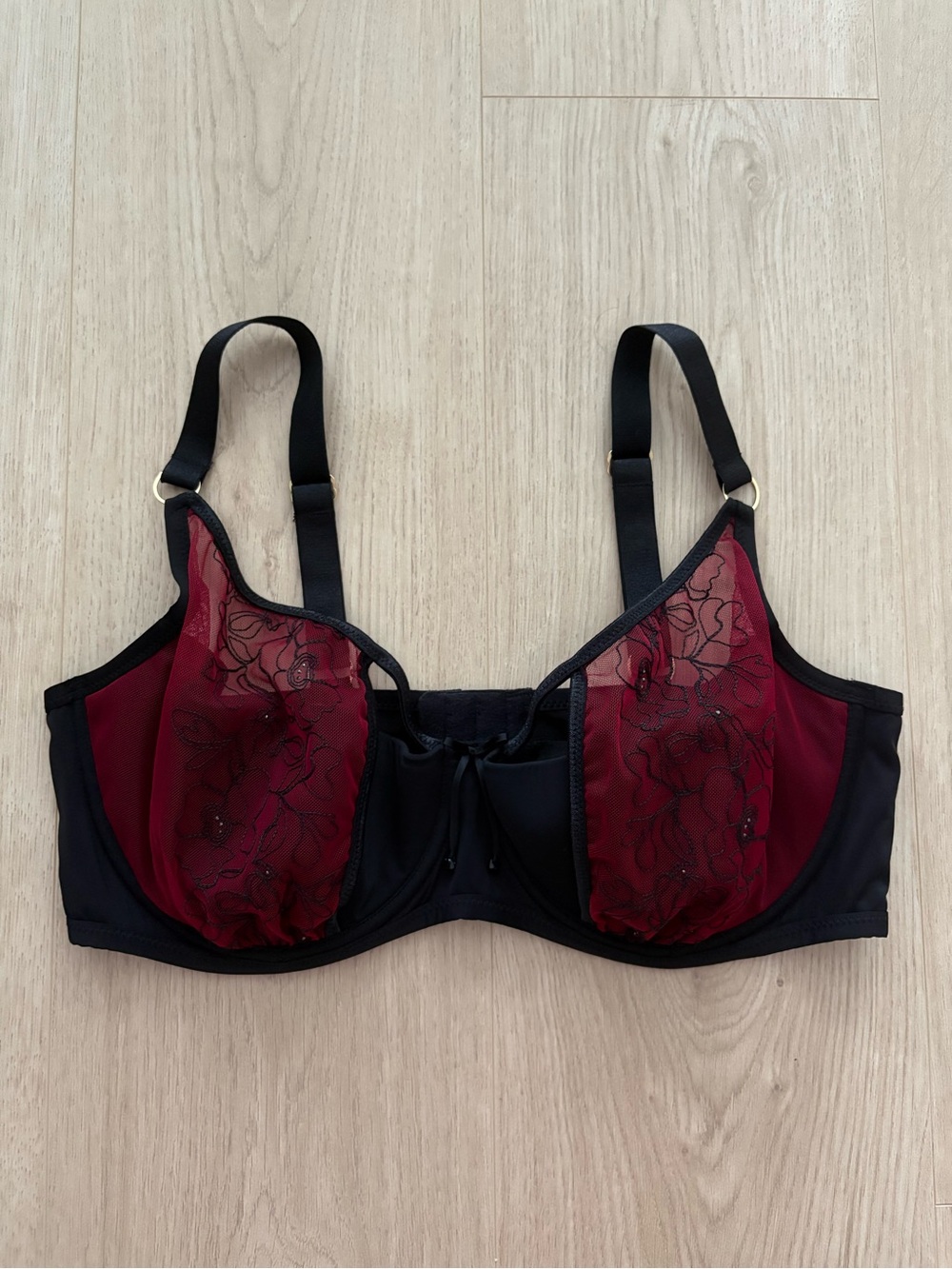 Black and Burgundy Ashley Graham Bra